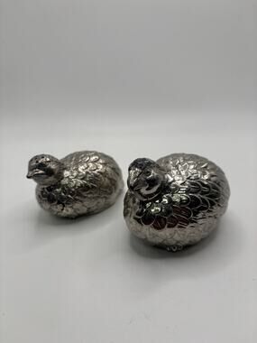 Vintage Silverplate Figural Quail Partridge Salt & Pepper Shakers Pair AS-IS